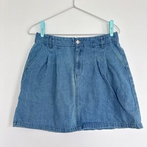 Mini Jean Skirt Pleated Blue Skies Denim with Pockets